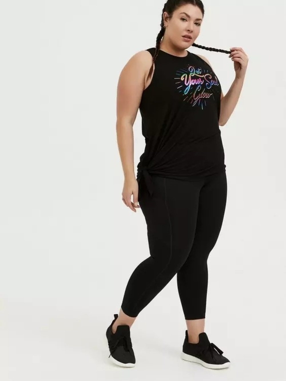 Torrid Black Tank Top with Rainbow "Let Your Soul Glow" Graphic NWOT SZ2 image 3